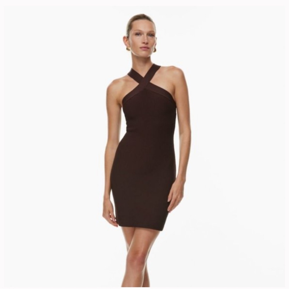 NWOT Babaton Aritzia Sculpt Knit Criss Cross Dress Black Size M